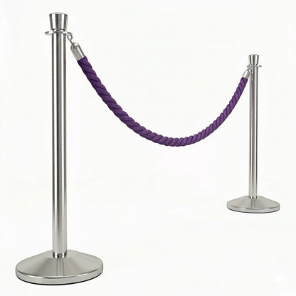 COCUS purple braided rope barrier, 2 pack, with polished stainless steel posts