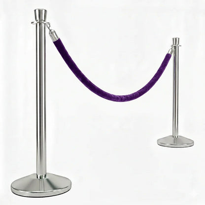 COCUS purple velvet rope barrier, 2 pack, with polished stainless steel posts