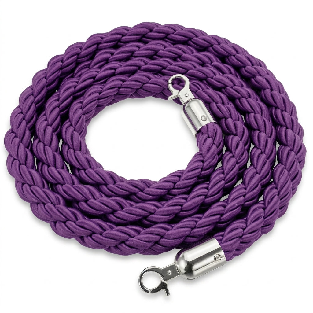 COCUS purple braided barrier rope with chrome snap-hook ends