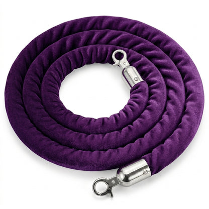 COCUS purple velvet barrier rope with chrome snap-hook ends