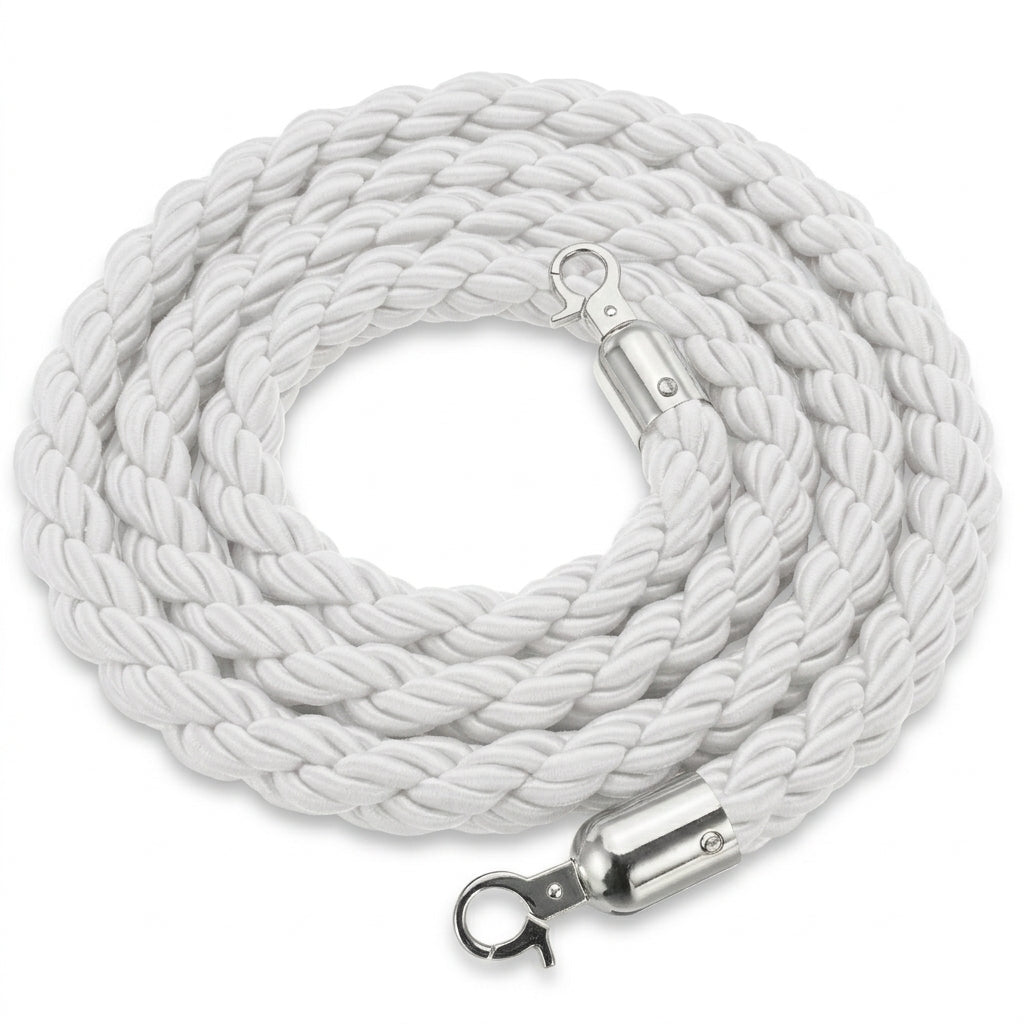 COCUS white braided barrier rope with chrome snap-hook ends