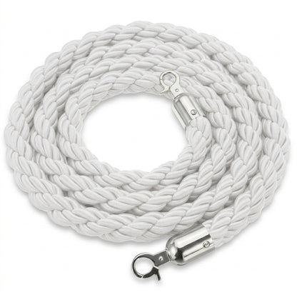 COCUS white braided barrier rope with chrome snap-hook ends