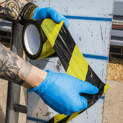XL Hazard Barrier Tape 70mm x 500m - Black/Yellow