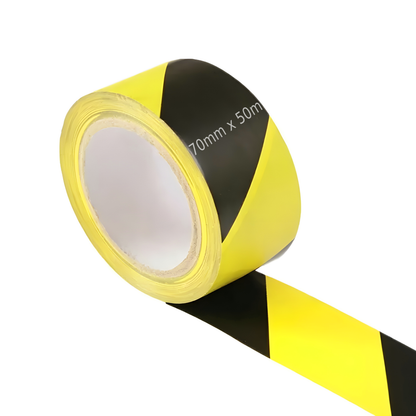 XL Hazard Barrier Tape 70mm x 500m - Black/Yellow